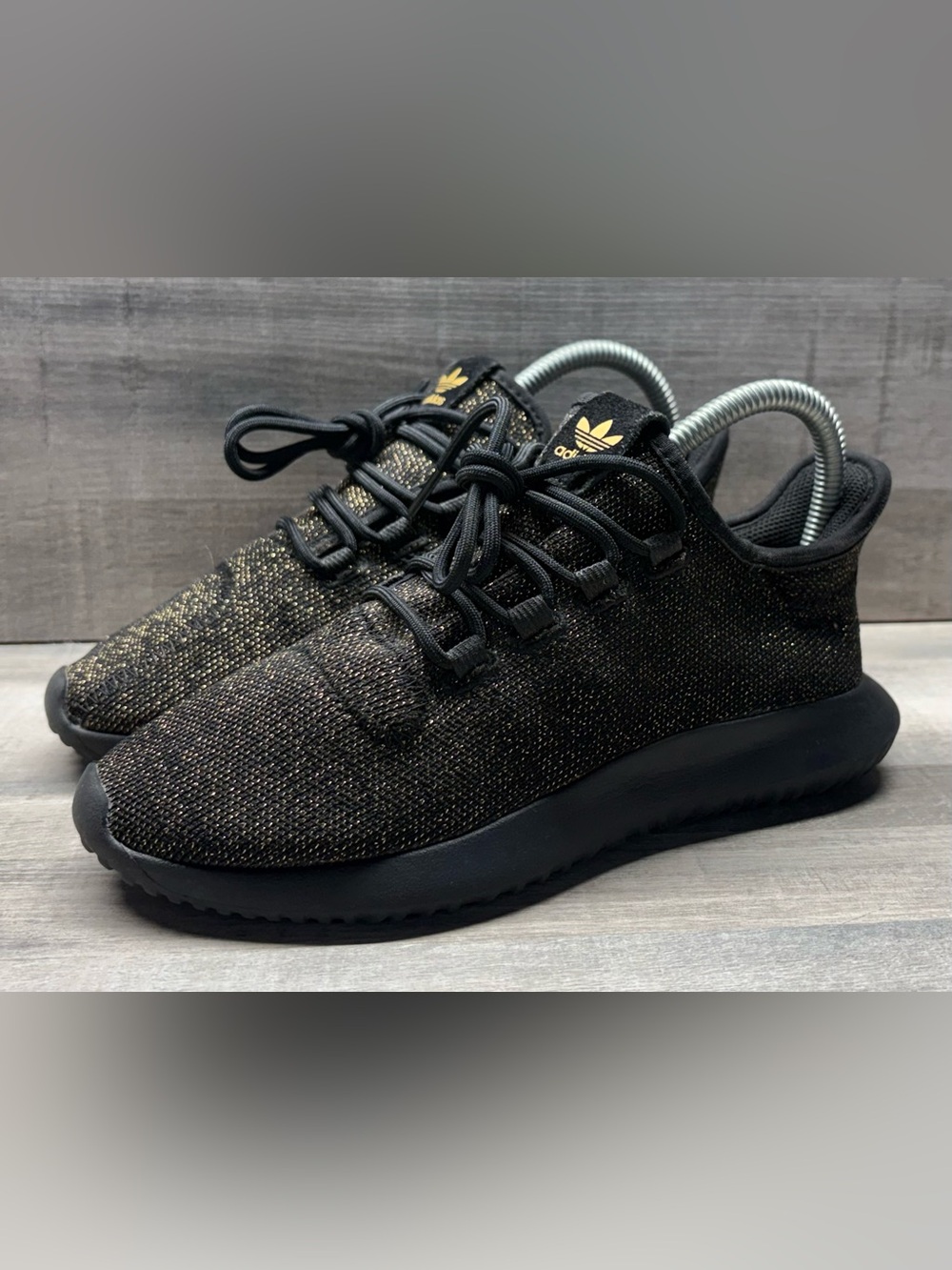 Adidas Tubular Shadow AC8424 Black Gold Knit Sneakers Shoes Men’s Size 4